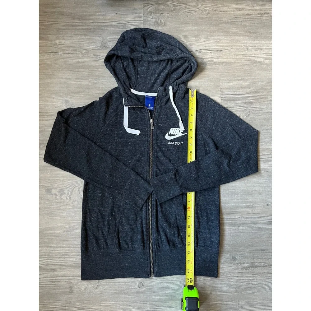 Vintage Nike Sportswear Women's Charcoal Heather Grey Zip Up Size Small